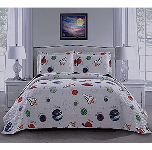 3 Pi Ece Space Quilt Summer Bedspreads Twin,kids Planet Bed 