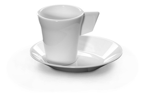 6 Tazas De Cafe Policarbonato Blanco C/plato Origen Europeo