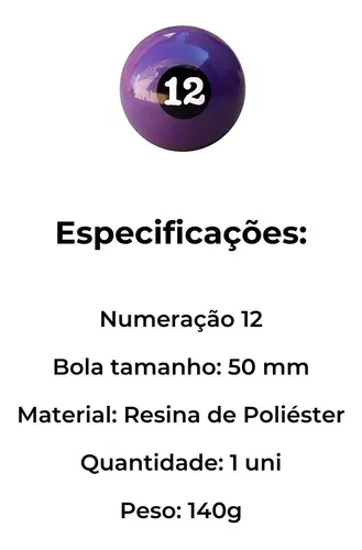 Bola de Bilhar Avulsa 50mm p/ Sinuca Snooker