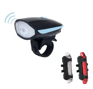 Kit Luces Led Bicicleta Bocina Delantera + Luz Led X2 Sia++