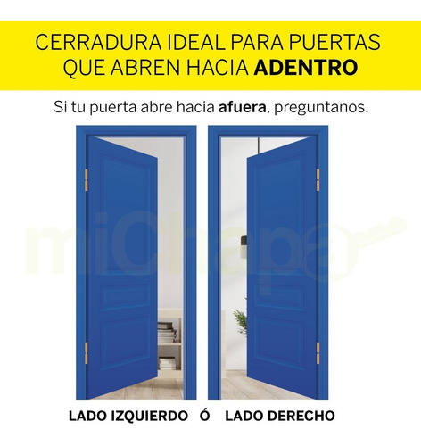 Imagen 4 de 5 de Cerradura Chapa Alta Seguridad Tover L6 Interior Llave Punto