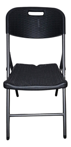 Juego De 4 Sillas Plegables Kamper Tipo Rattan Negro