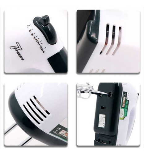 Batidora De Mano Batir Huevo D 260w Domestico 7 Velocidades Color Negro Y Blanco Imagen