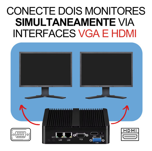 Mini Pc Industrial 3d X | Intel Celeron N2840, 8gb Ddr3, 120gb Com Adaptador Wi-fi Dual Band E Bluetooth 5.0 + Suporte Vesa - Ideal Para Automação, Vigilância E Indústrias