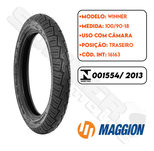Pneu Traseiro Kasinski Flash 150 100-90-18 (+ Largo) Maggion
