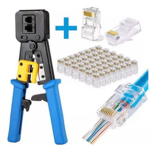 Crimpeadora Ez Rj45 +50 Conector Cat6 Prensa Anticorte