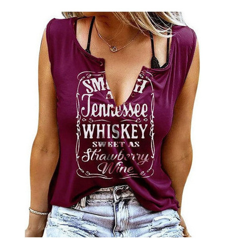 Playera Negra Sin Mangas Con Estampado De Whisky Whisky S1