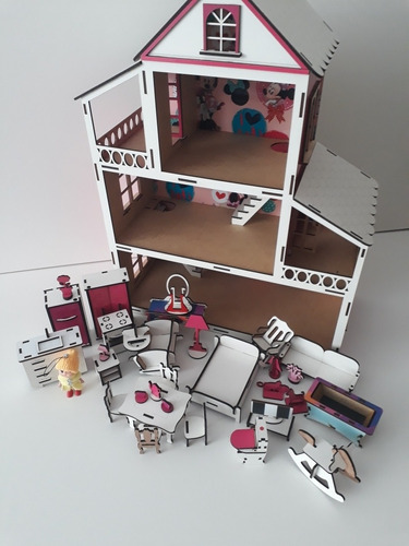 Casinha Bonecas Polly/lol/mini Barbie - Minnie + 1 Boneca