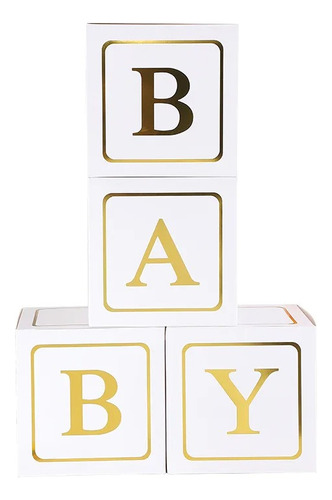 Cubo Letras Baby Dorado 4 Und Baby Shower Decoración Eventos