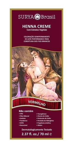 Imagen 2 de 2 de Tintura en crema semi permanente Surya Brasil Henna creme tono red x 70mL