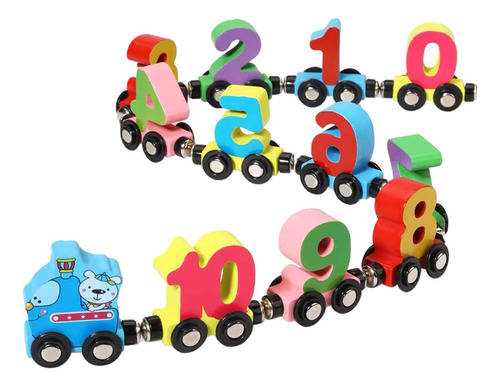 Tren Con Números, Juguete Educativo De Madera Para Niños