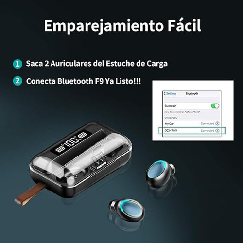 Audífonos Inalámbricos Bluetooth F9 Manos Libres Color Gris