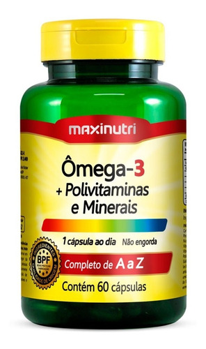 Ômega 3 + Polivitamínico & Minerais 60 Cápsulas - Maxinutri