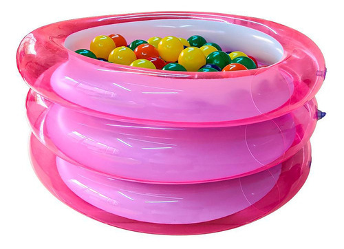 Piscina De Bolinha Infantil Rosa Inflável 43l + 50 Bolinhas