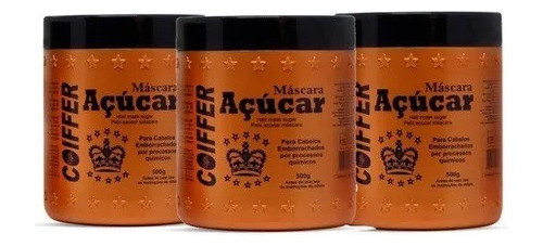 Kit 3 Máscaras De Açucar Coiffer Cabelos Quebradiços 500g