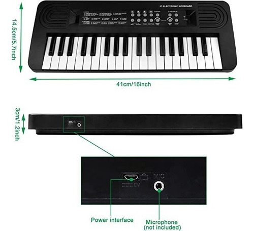 Imagen 6 de 6 de Teclado Electronico Para Ninos 37 Teclas Portatil Musical