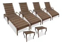 Comprar Kit 4 Espreguiçadeiras Para Piscina Catar + 2 Mesas