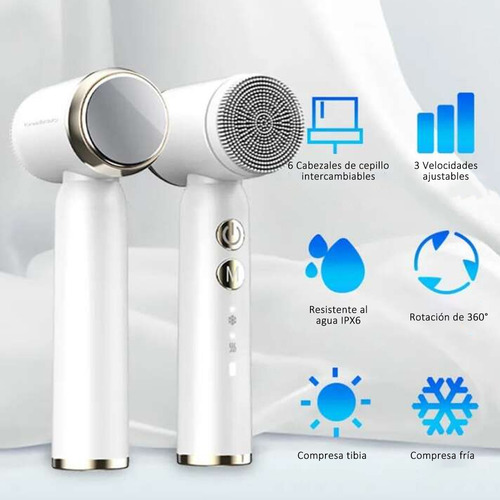 Cepillo Facial Cepillo Eléctrico Recargable Con 6 Cabezales