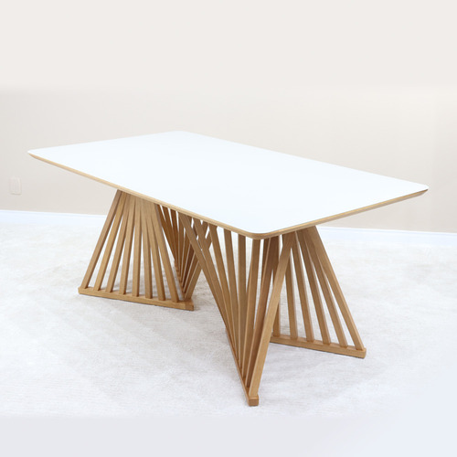 Mesa Romana Retangular Ripada Tampo Vidro Fendi 2,20 X 1,10
