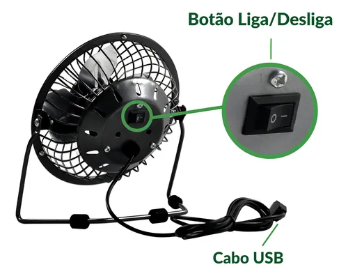 Mini Ventilador De Mesa Not Articulavel Usb 8 Polegadas Top