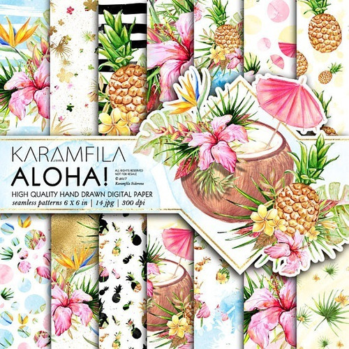 Papeles Fondos Digitales Aloha - Imprimible Candy Etc