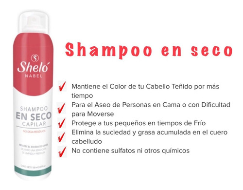 Shampoo  En Seco Capilar 100 Gramos, En Spray, Sheló Nabel..