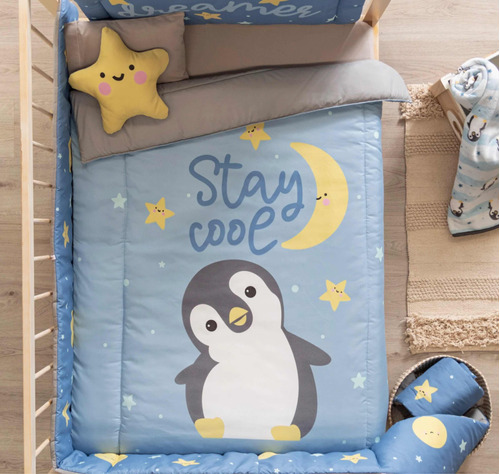 Edredón Cuna Baby Pingüino + Protect + Cojín + Sab Víanney