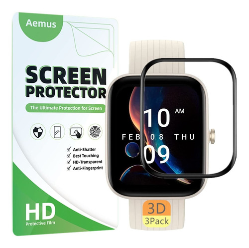 Aemus Compatible Con Amazfit Bip 3 Protector De Pantalla Bi.