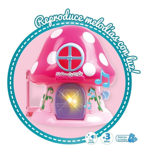 Casa Hogar De Hongos Con Muñecos Y Muebles El Duende Azul Color Rosa