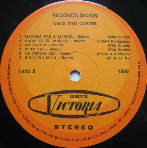 Reconciliación - Tito Cortés Lp Vinilo Acetato (Usado)