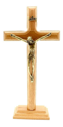 Imagem 1 de 3 de Crucifixo Madeira 19cm Mesa Ou Parede Ov