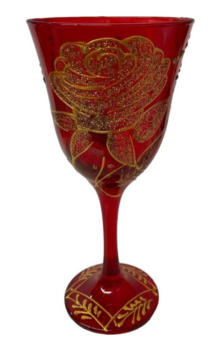Taça Lírio Cigana Pomba Gira Rosa Vermelha Luxo Vidro 330ml
