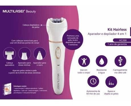 Imagen 4 de 4 de Kit Depiladora / Rasuradora 4 En 1 Multilaser Hc200