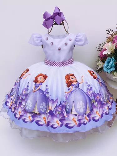 Vestido Princesa Sofia luxo aniversario temático com saiote tule