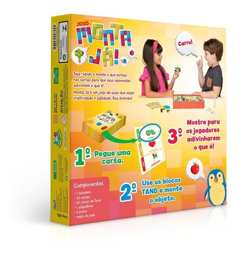 Jogo Blocos Montar Monta Já Tabuleiro Brinquedo Infantil Nf