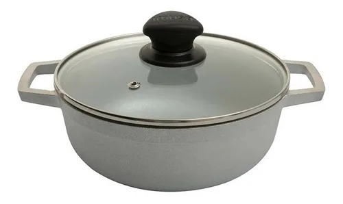 Caldero Imusa 24 Cm Aluminio Fundido Con Tapa De Vidrio