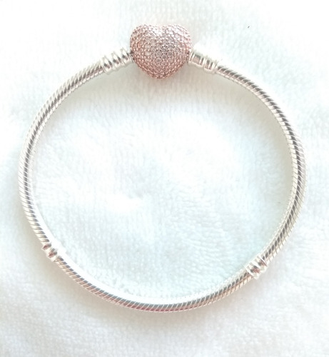 Bracelete Coração Rosé Pavê 