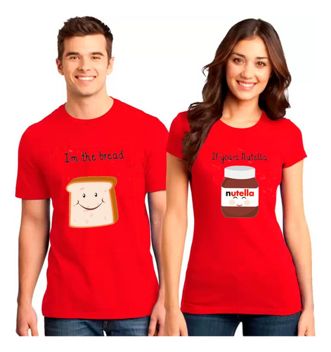 Par De Poleras Pololos/novios/enamorados Nutella Y Pan 