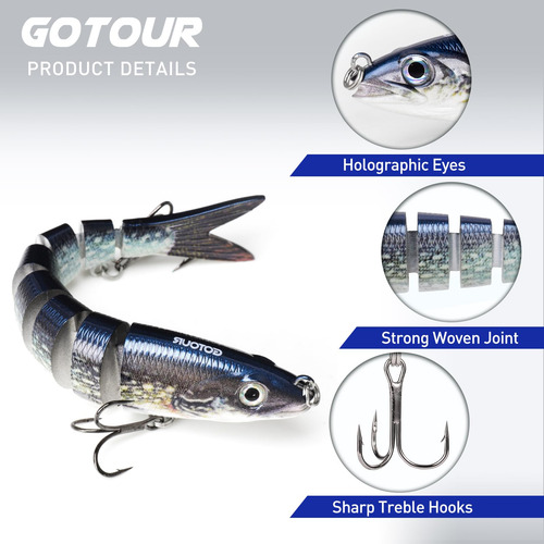 Gotour Señuelos De Pesca, Cebo De Baño Multiarticulado De Ta