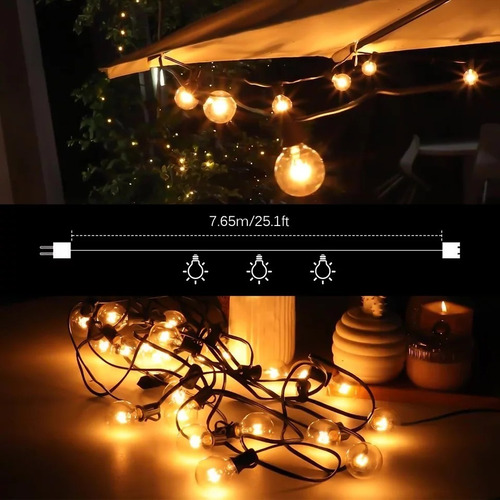 Imagen 6 de 10 de Serie De Luces Vintage Exterior Con 25 Focos G40 5w