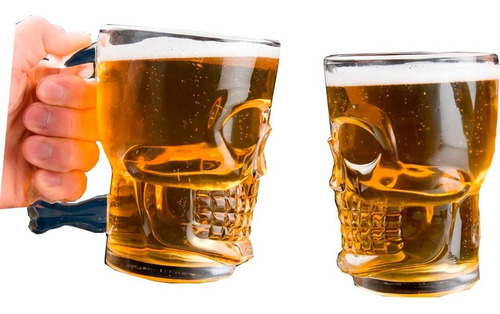 Vaso Cervecero Calavera Grande Vidrio Exclusivo Craneo Beer 