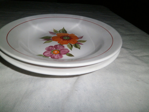 Platos Porcelana Olmo Con Flores Lote (2)