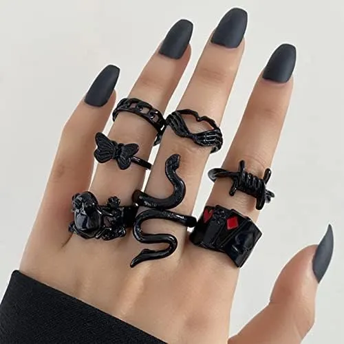 Anillos negros para mujer hotsell