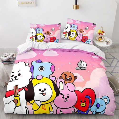 Conjunto De Roupa De Cama De Desenho Animado Kpop Bts21