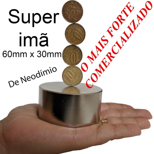 Imagem 1 de 7 de Ima De Neodimio 60mm X 30mm Maior Imã Super Forte Magnetica