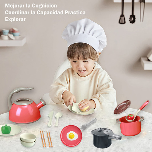 Cocina De Juguetes Para Niños 32 Accesorios Seguros 6 A 14 A