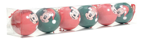 Bola De Natal Mickey Verde E Vermelho 6cm Jg 6 Unid 1026635