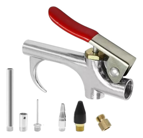Pistola De Aire Kit Boquilla/puntas/compresor 7piezas