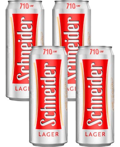 Imagen 1 de 9 de Cerveza Schneider Lager Rubia Lata 710ml X4 Unidades