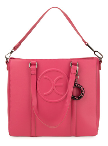 Bolsa Tote Cloe Para Mujer Monograma Alto Relieve Con Charm Color Rosa